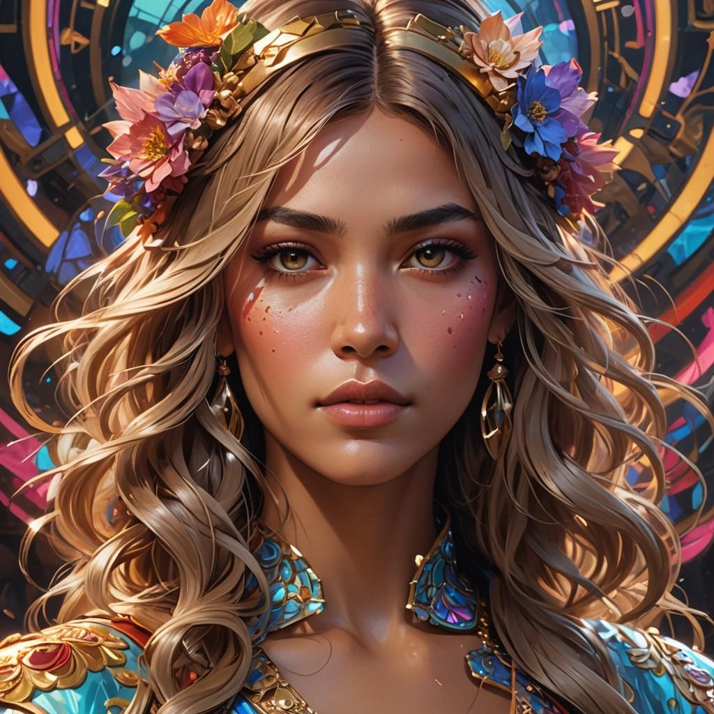 Karol G Portrait in Hyperdetailed Digital Art