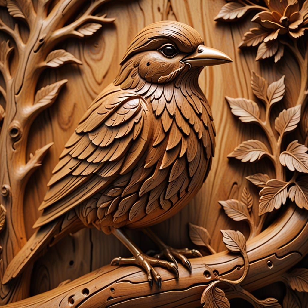 Macro Photograph of Intricate Wood Carving Art
