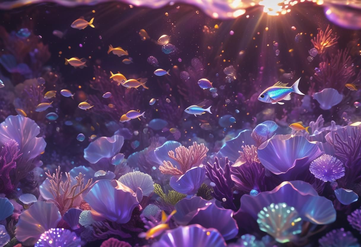 Crystal Coral Reef in Digital Painting Style