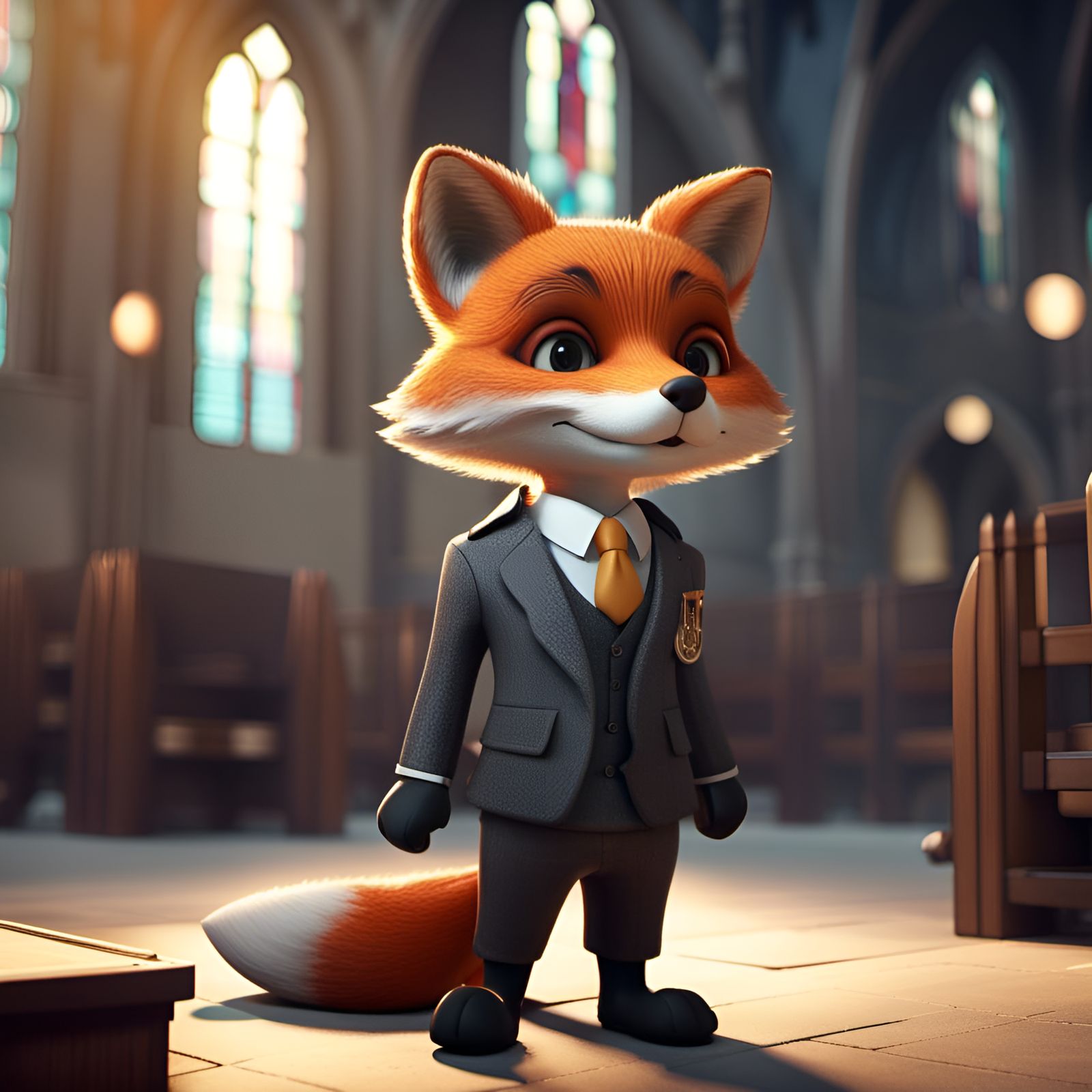 Fox in Suit: Detailed 3D Digital Art