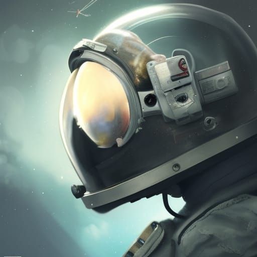 Chibi Pit Bull Astronaut in Space Helmet