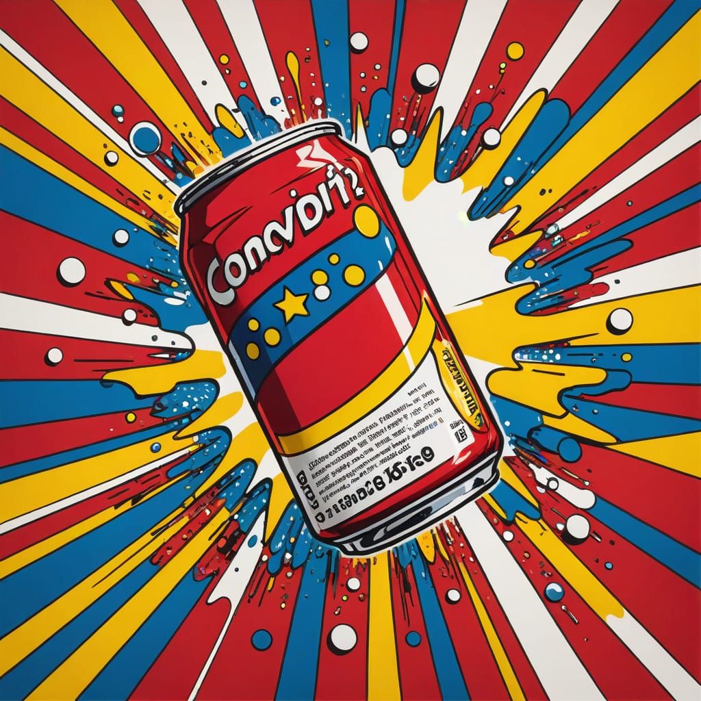 Bold Comic Book Pop Art with Dynamic Fizzy Soda Can