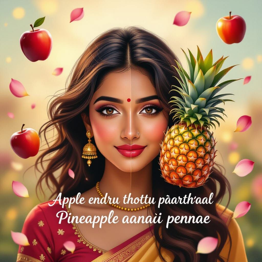 Cinematic Painting of South Asian Woman with Dual Expression...