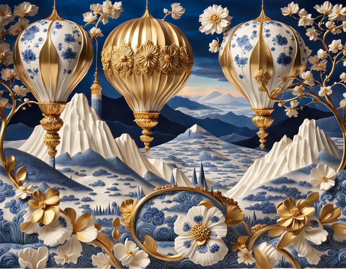 Sagrada Familia Double Exposure in Rococo Gothic Style