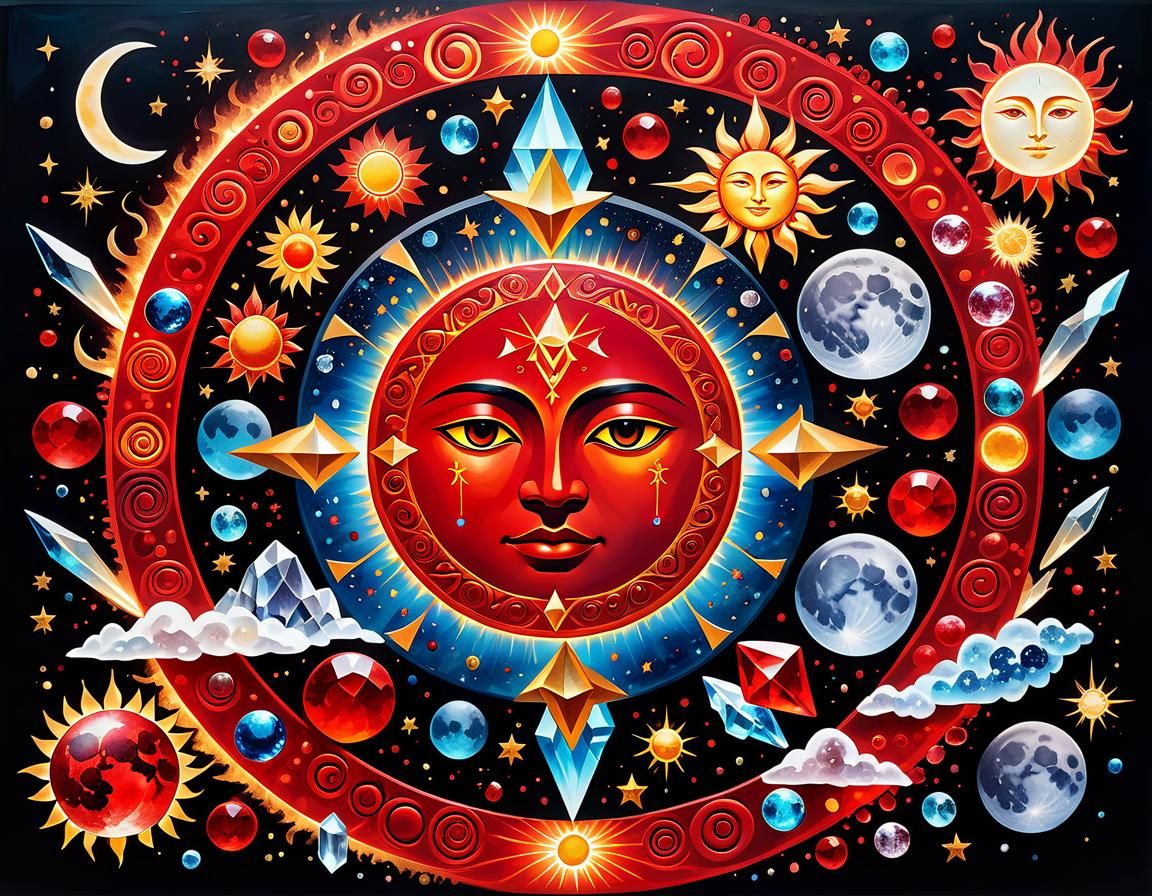 Vibrant Red Energy Cosmic Dance