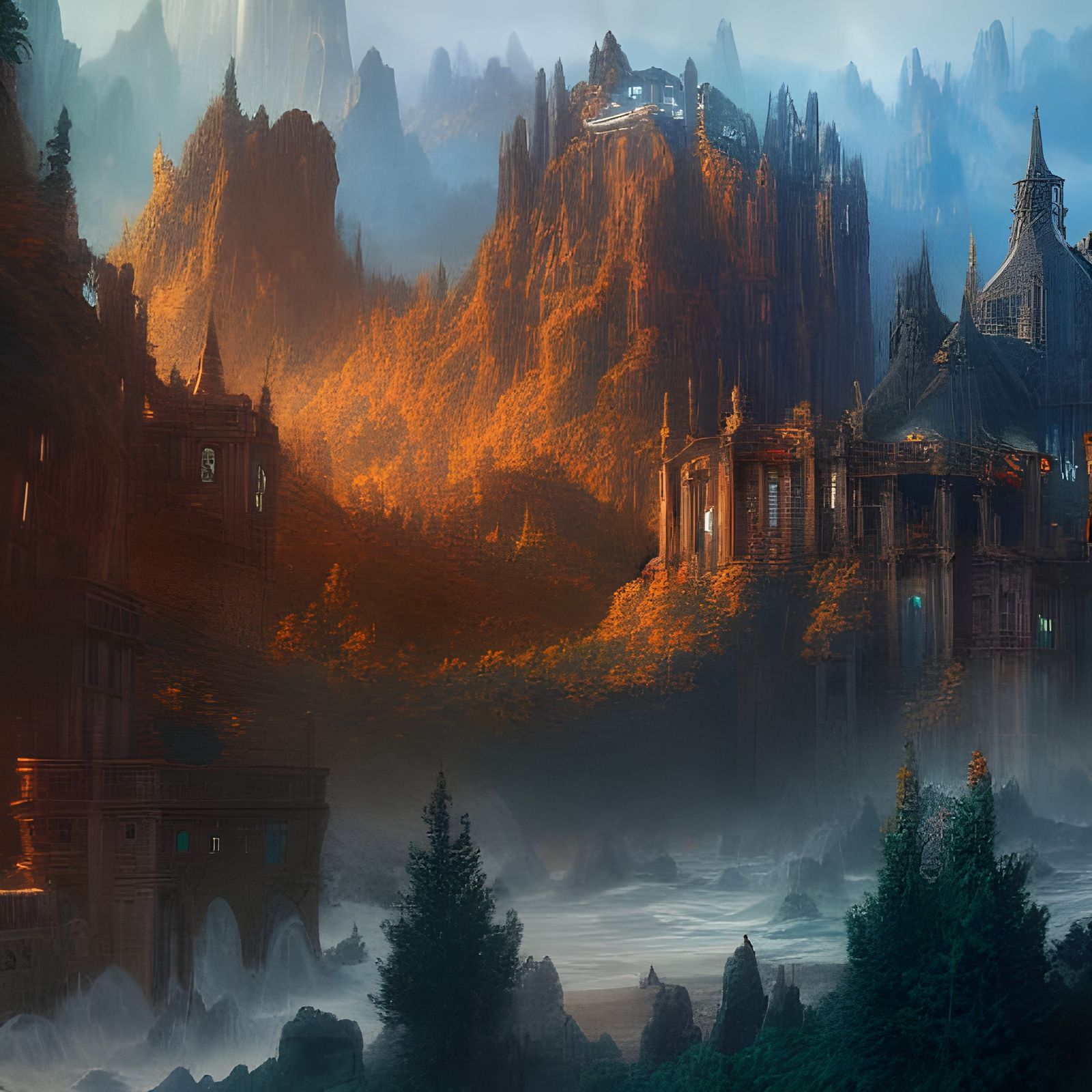 Fantastical Matte Painting in Deep Color, 8K