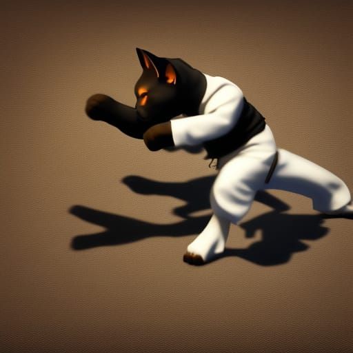 Cat Ninja Karate Kick in 3D