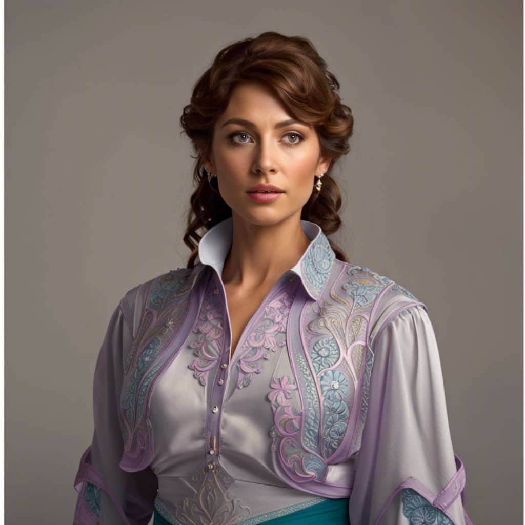 Art Nouveau Portrait of Middle-Aged Woman