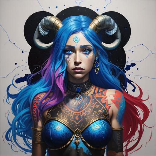 Aries Goddess in Graffiti Art Style