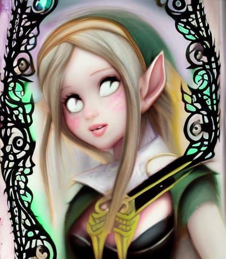 Sinister Elf Girl in Gothic Horror Style