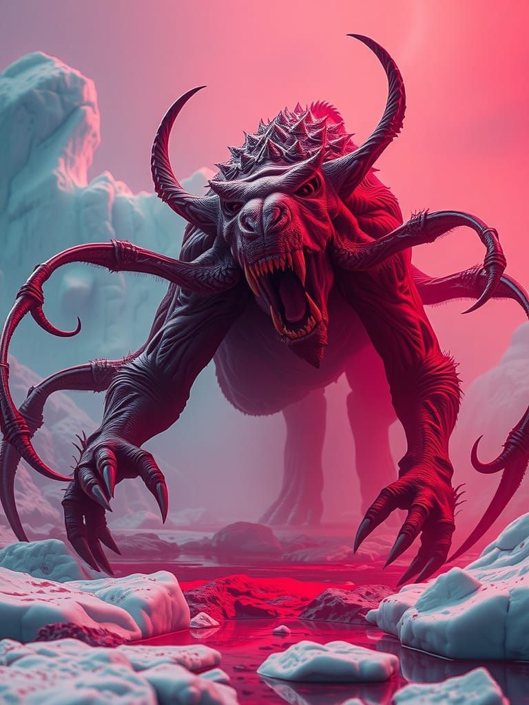 Ancient Creature in Psychedelic Trance Scene