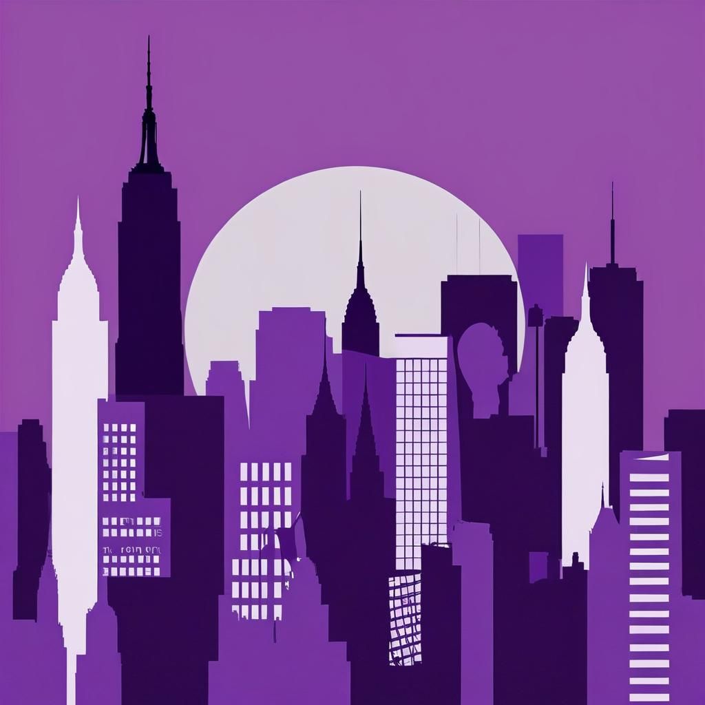 Abstract Collage of New York in Purple