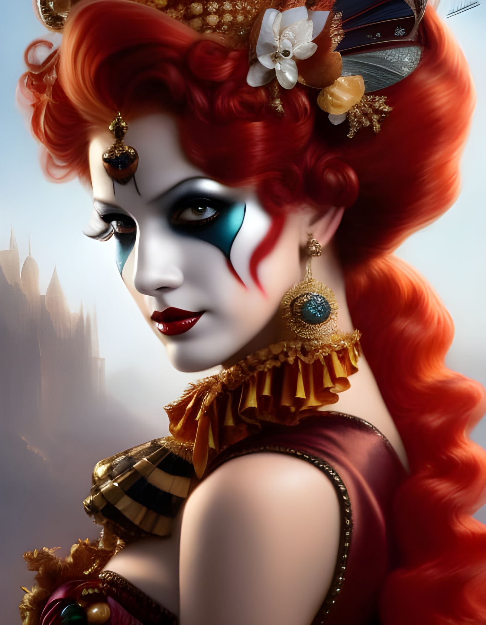 Detailed Harlequin Queen Digital Art