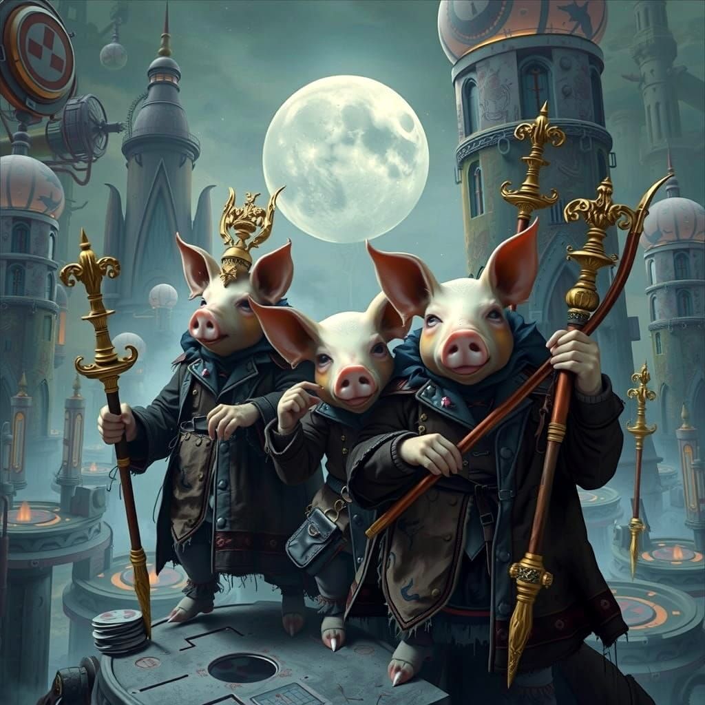 Surreal Dystopian Pigmen Rule with Brass Forks