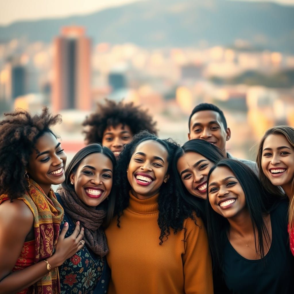 Multicultural Harmony in Vibrant Cityscape