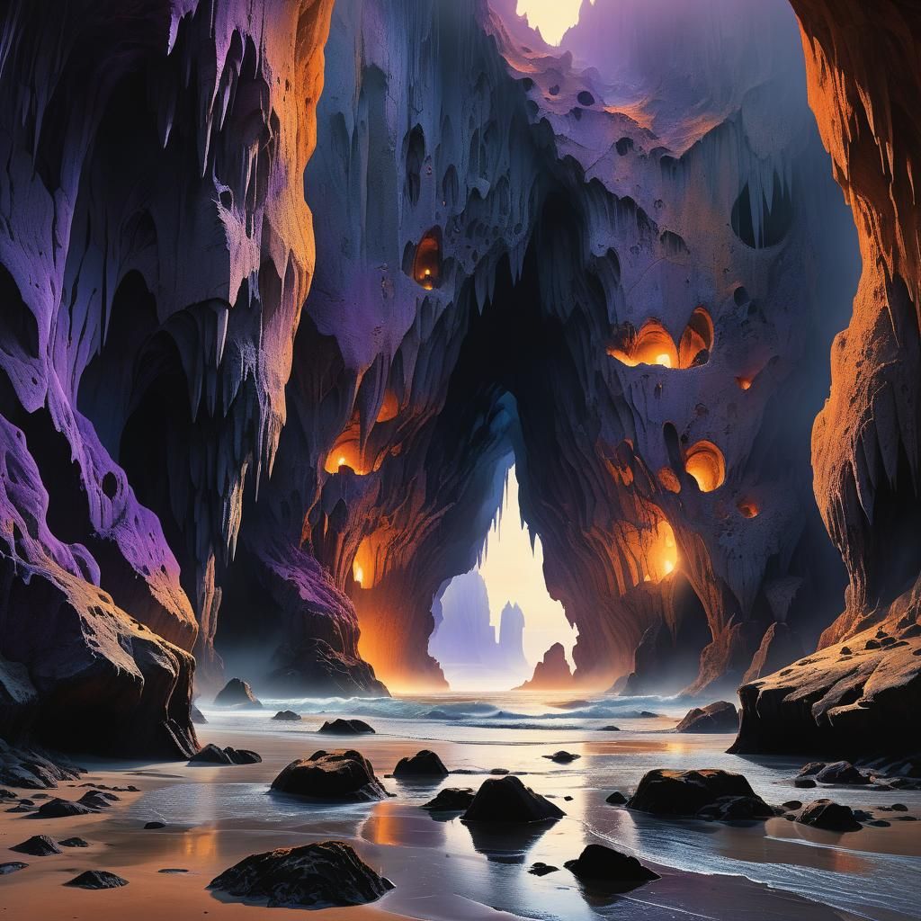 Surreal Sea Caves at Low Tide
