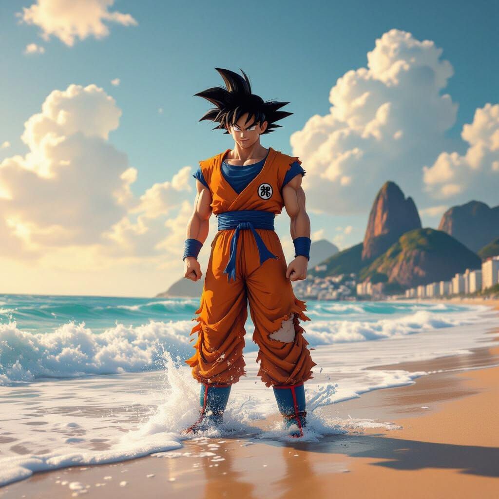 Goku on Rio Beach, Fantasy Concept Art
