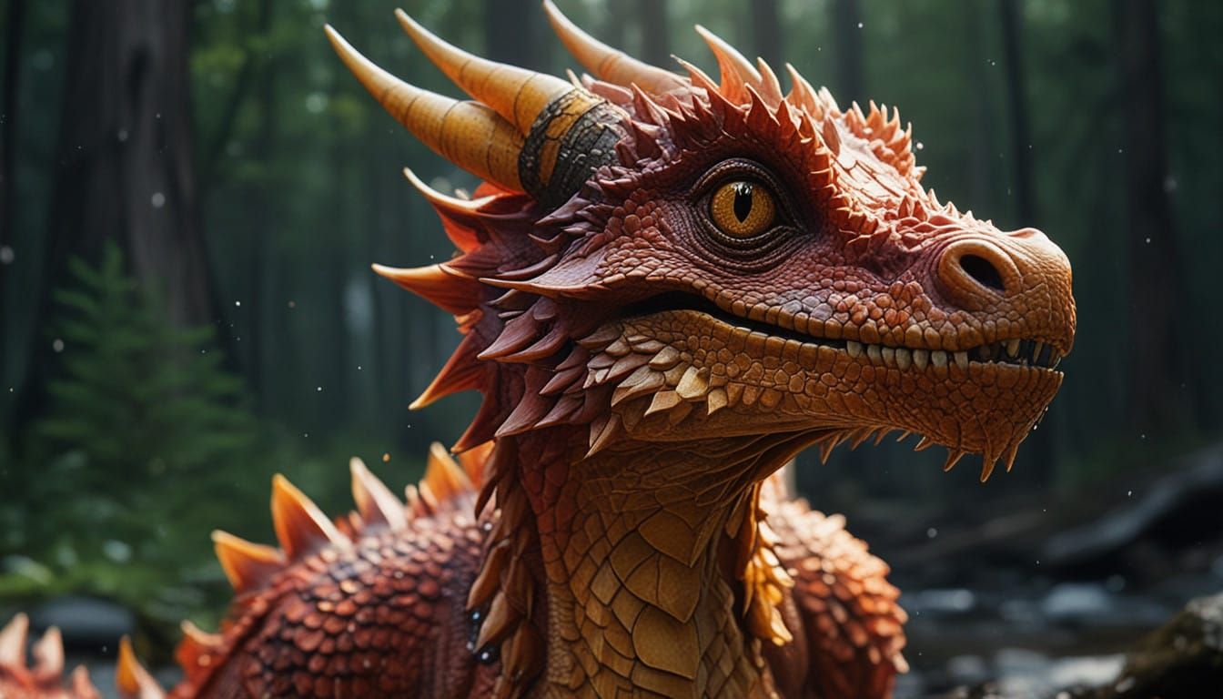 Glowing Fire Dragon Baby in Vibrant Macro Photography