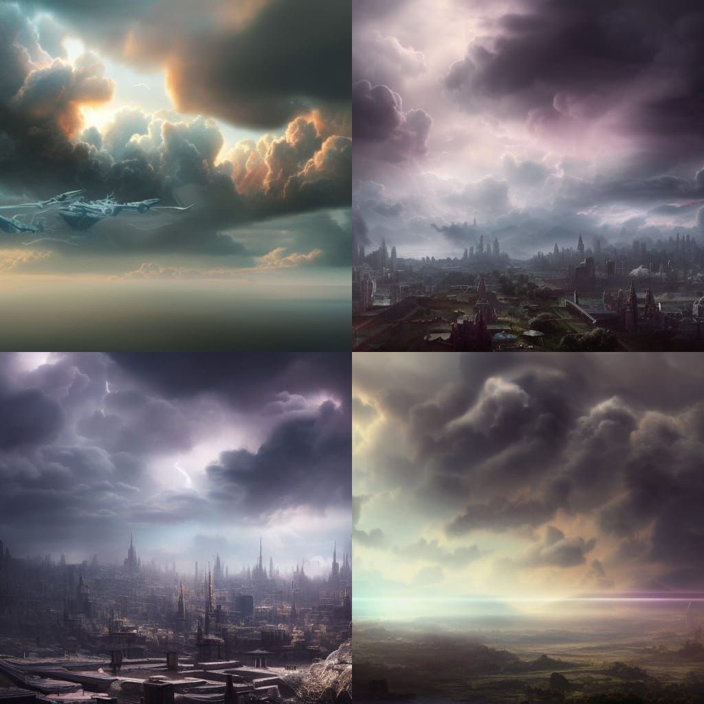 Mysterious Nimbostratus Clouds in Digital Matte Painting
