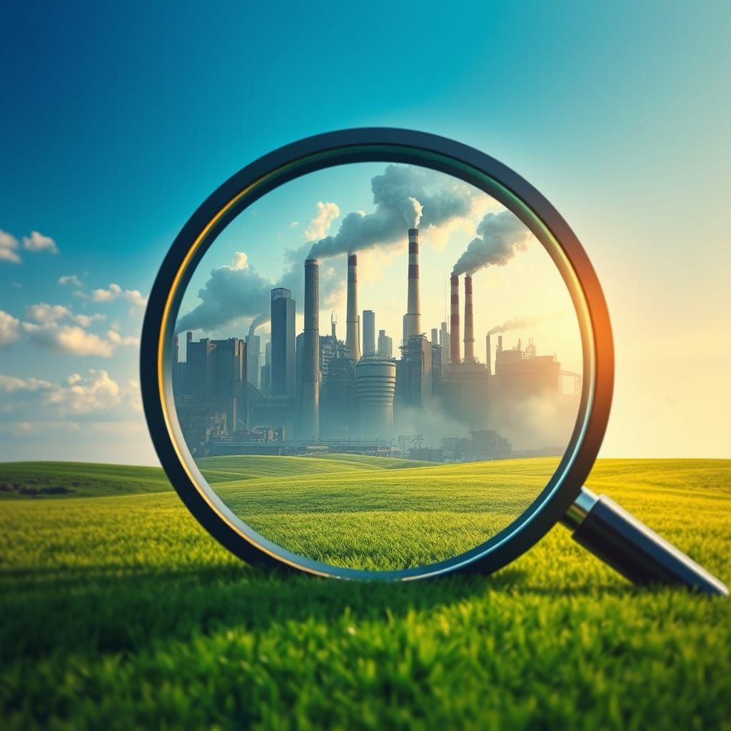 Giant Magnifying Glass Reveals Industrial Cityscape