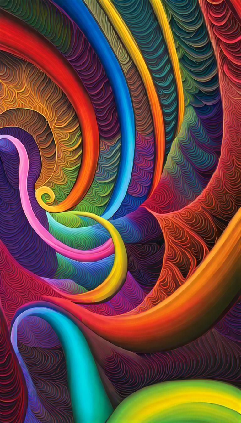 Neon Rainbow Light in Fractal Vortexes