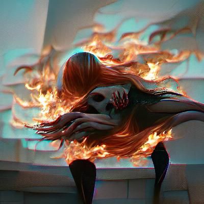 Figure Burning in Sinister Flames