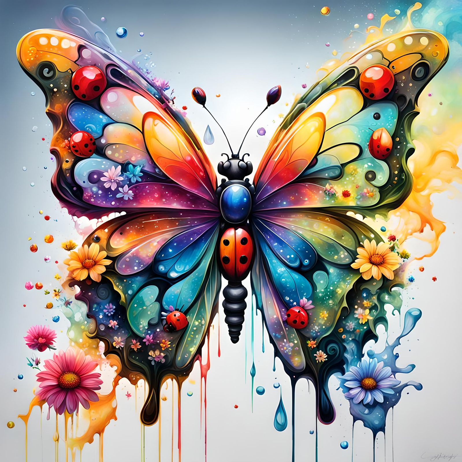 Fantasy Butterfly with Crystal and Rainbow Effects