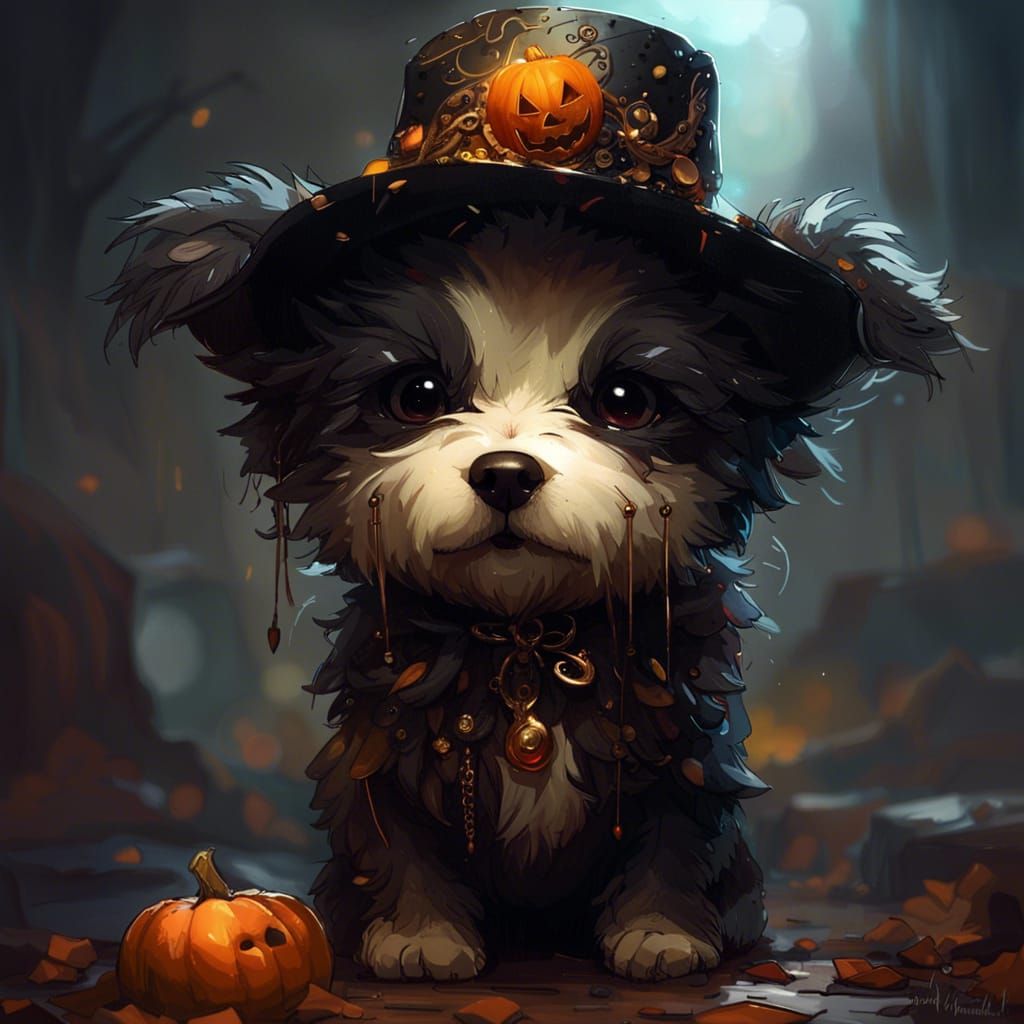 Halloween Puppy Portrait in Detailed 3D