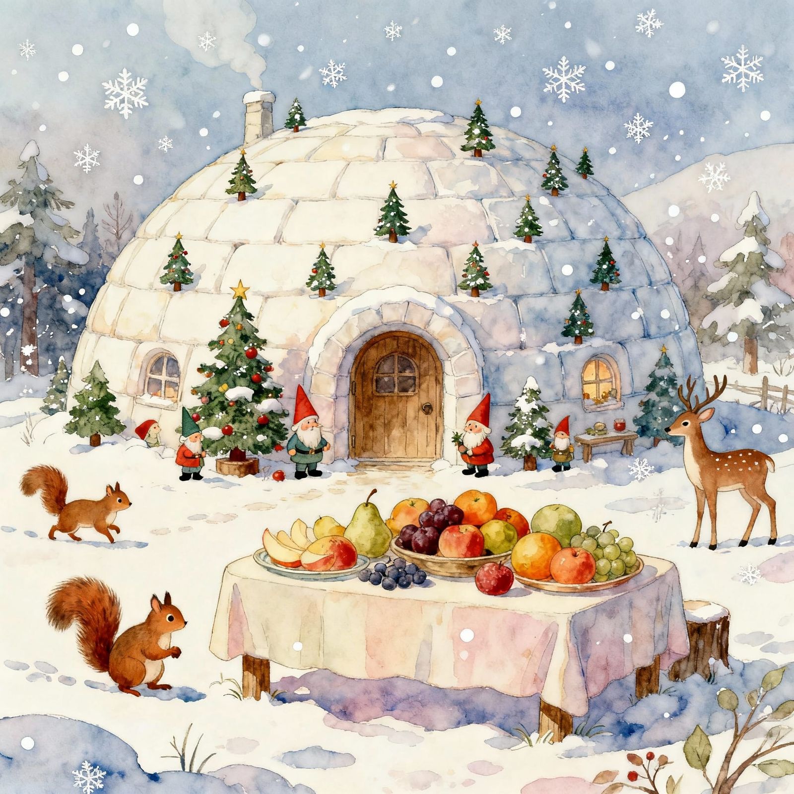 Enchanting Igloo Home with Festive Forest Creatures