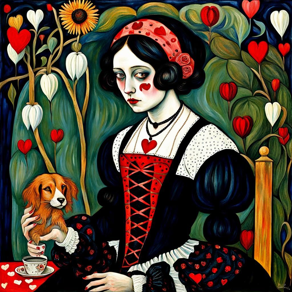 Emo Goth Queen of Hearts in Mixed Styles