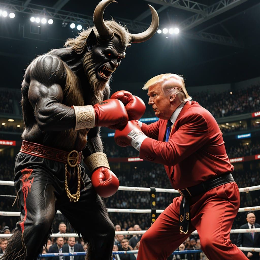 Krampus Knocks Out Trump in Boxing Ring