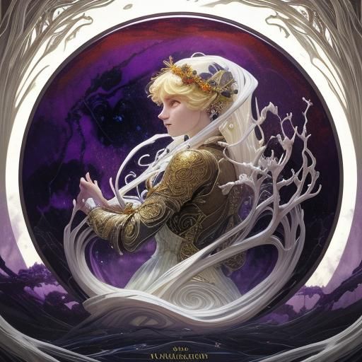 Marble Jagged Hills with Liquid Flow in Dark Fantasy