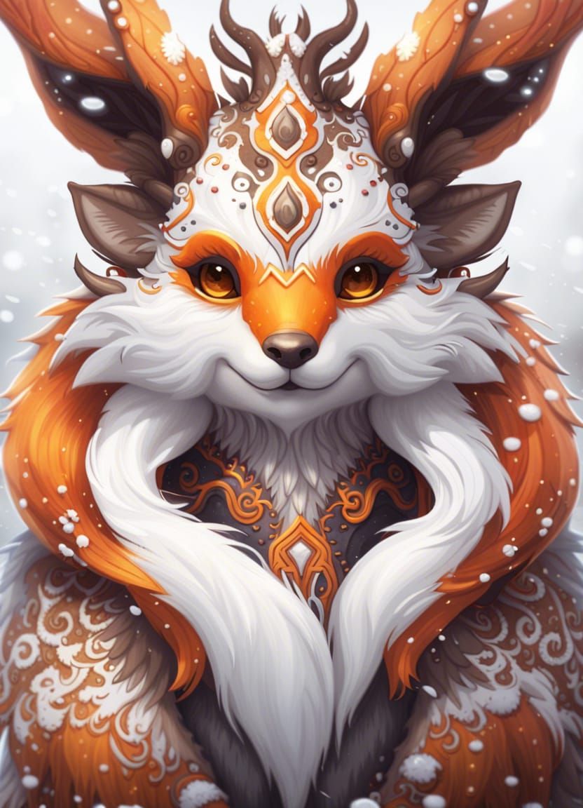 Fantasy Creature Portrait in a Snowstorm