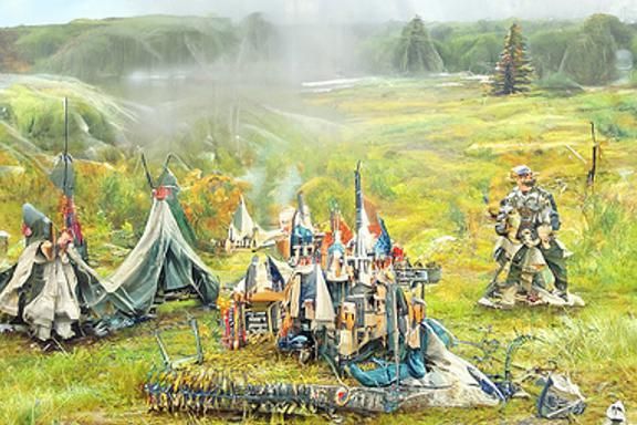 Ethereal Medieval Army Camp in Fantasy Landscape