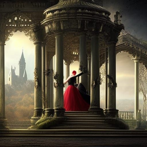 Romantic Waltz in Dark Castle: Digital Matte Painting