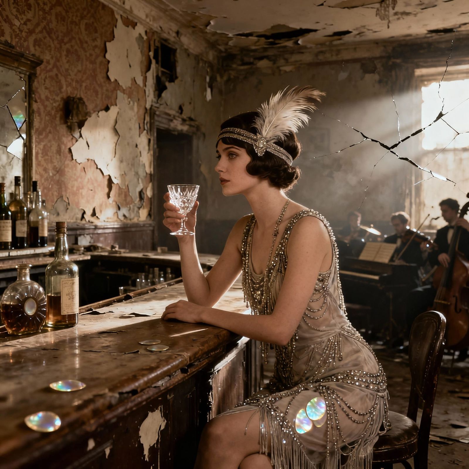Pre-Raphaelite Flapper in Empty Bar