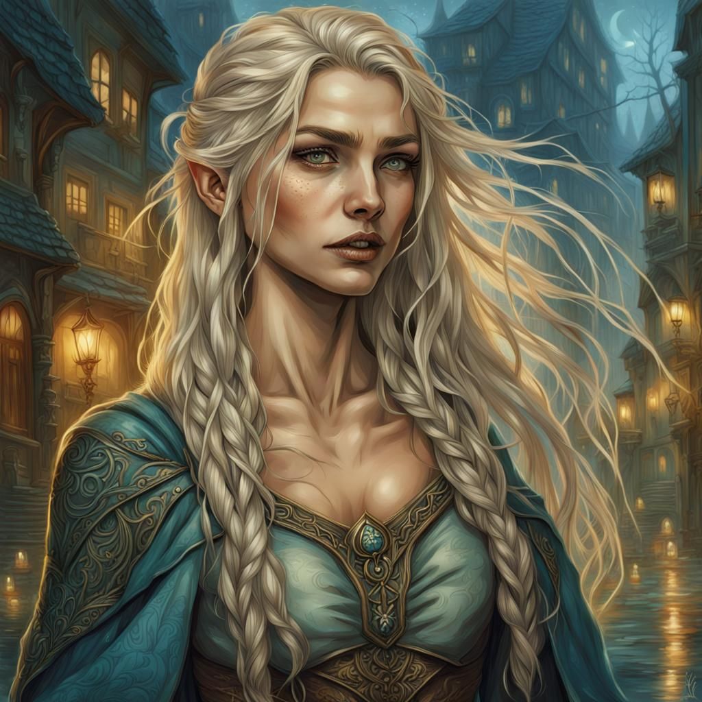 Ornate Portrait of a Beautiful Elven Rogue