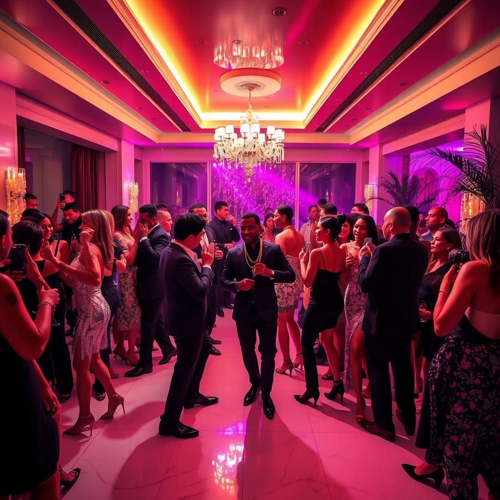 Luxurious Party Hosted by Diddy in Modern Mansion