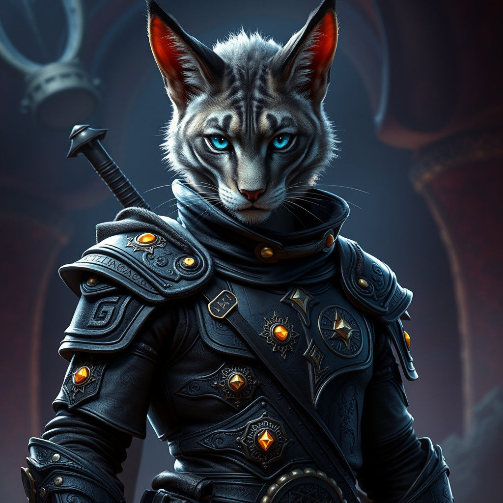 Regal Tabaxi Rogue in Art Nouveau Style