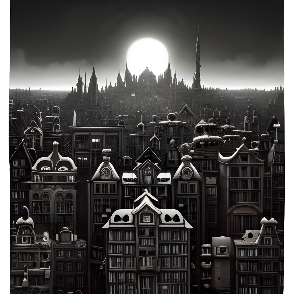 Ominous Monster City Illustration in Intricate Detail