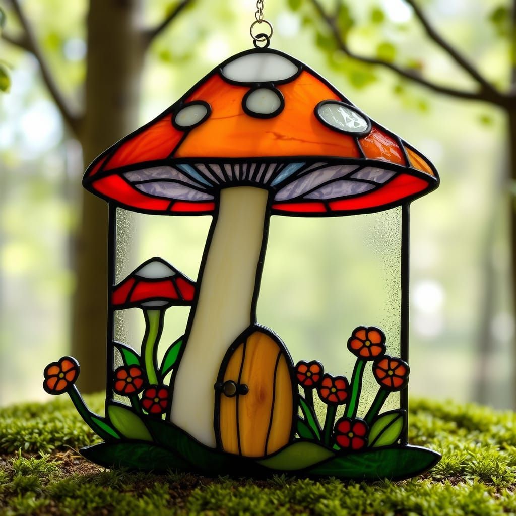 Stained Glass Mushroom Home