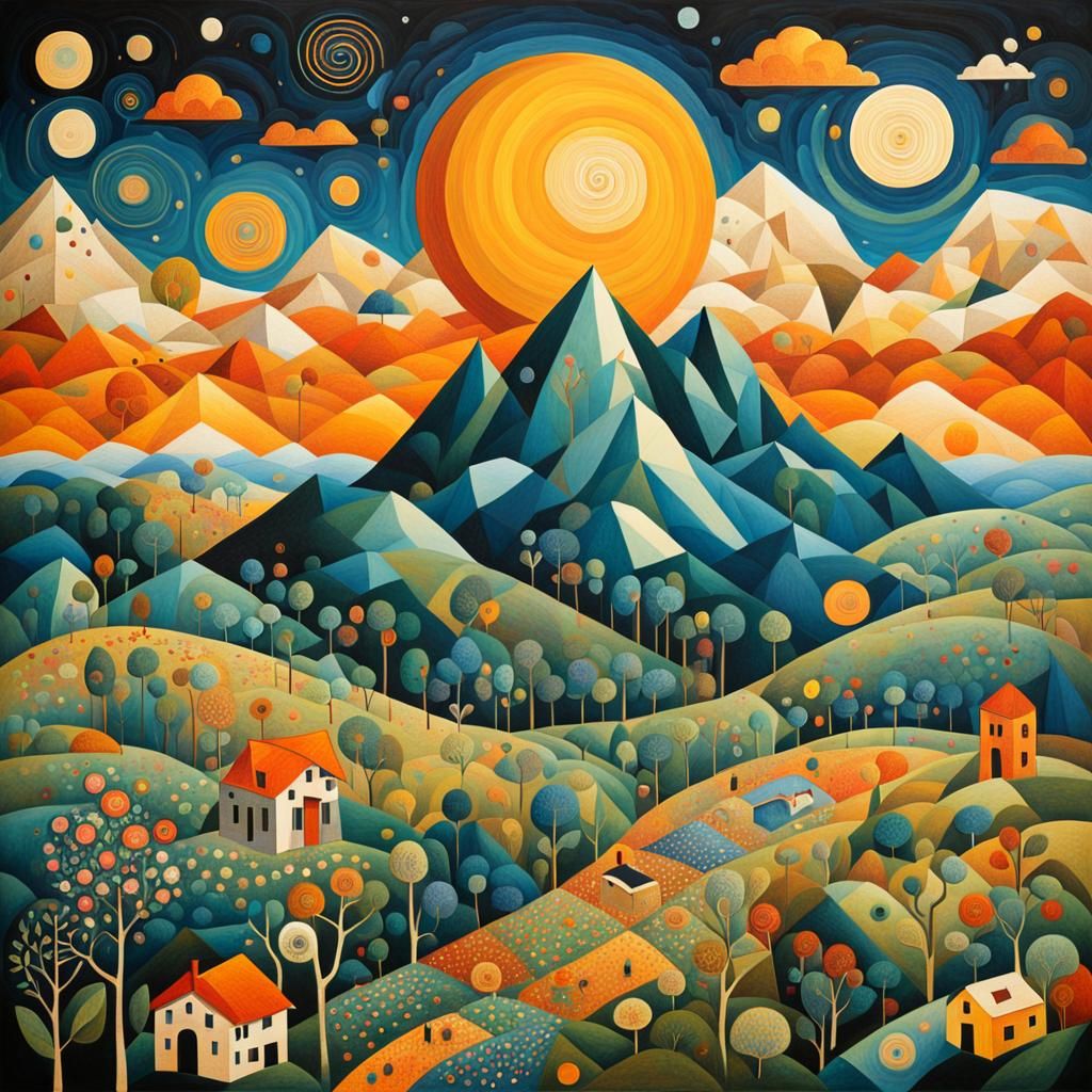 Folk Art Meets Isometric Abstraction in Golden Ratio