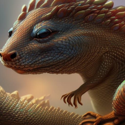 Fantastical Ferret Lizard Hybrid in Detailed Matte Painting