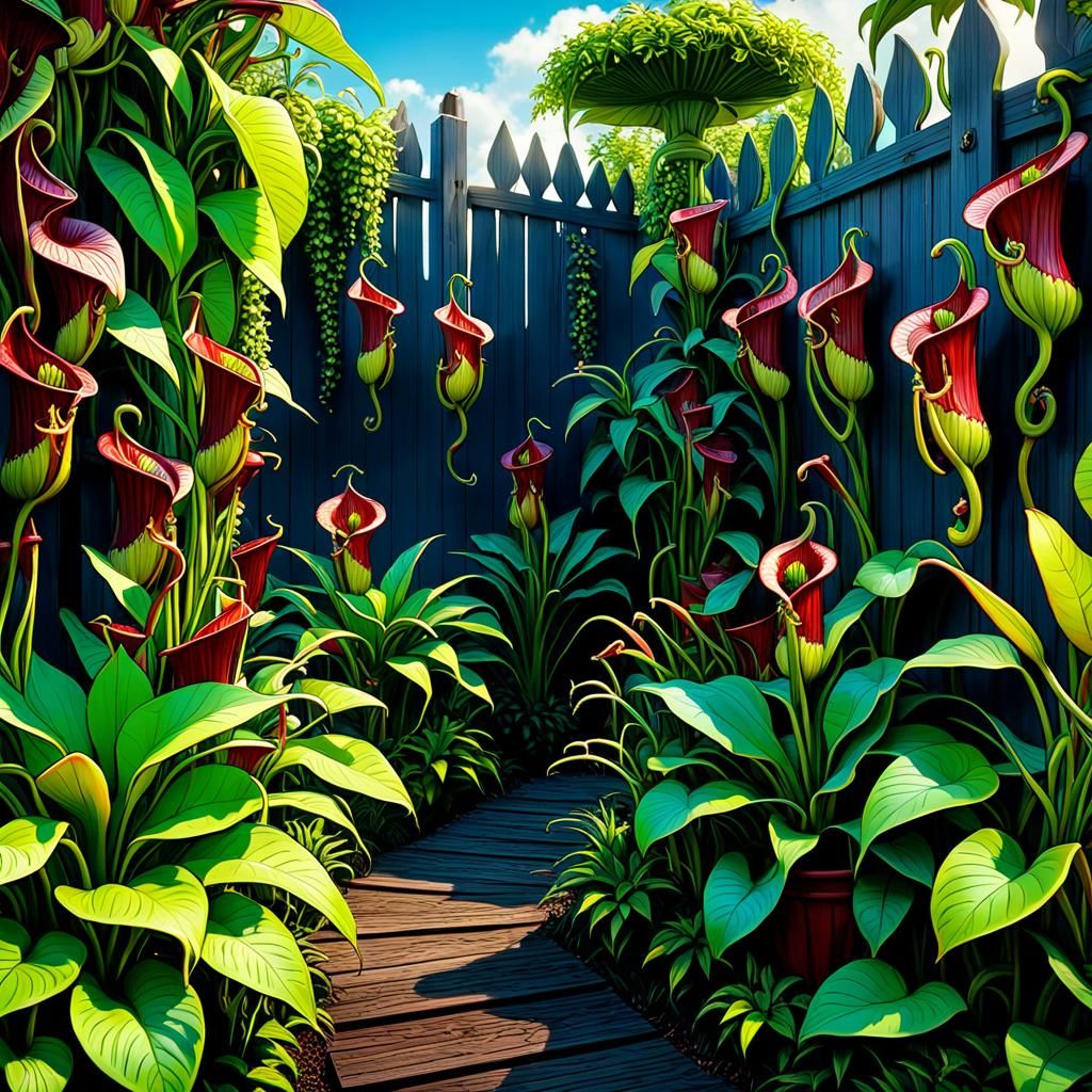 Nepenthes Plants in a Fantasy Flower Garden