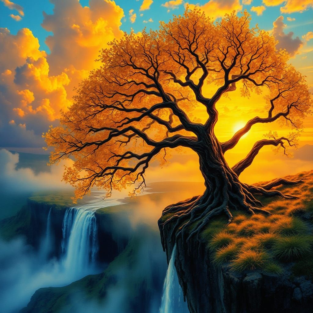 Surreal Fluorescent Face in Batik Style