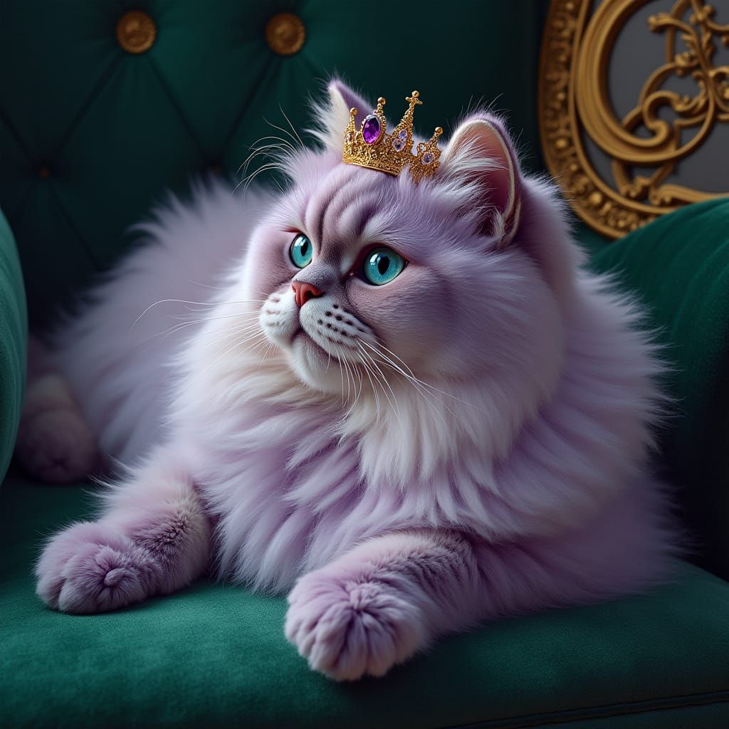 Ethereal Persian Cat in Lavender Velvet Regalia