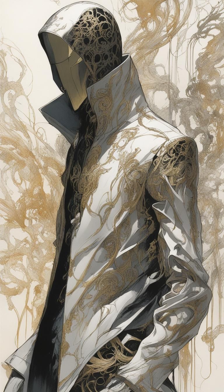 Faceless Figure with Lava-Outlined Jacket