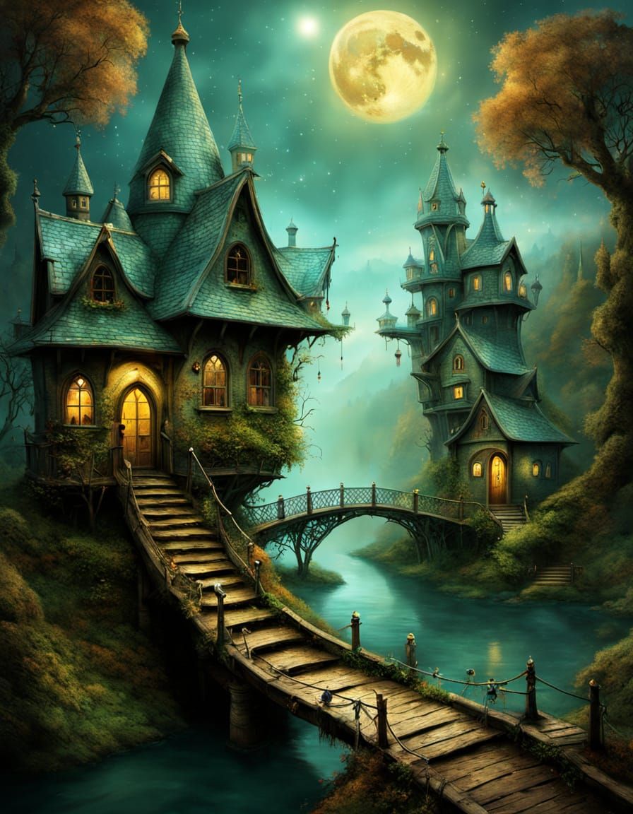 Celestial Stargate Unfolds in Surreal Victorian Landscape