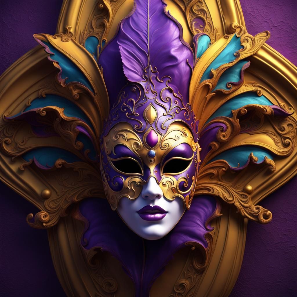 Ornate Venetian Carnival Mask in Dark Fantasy Style