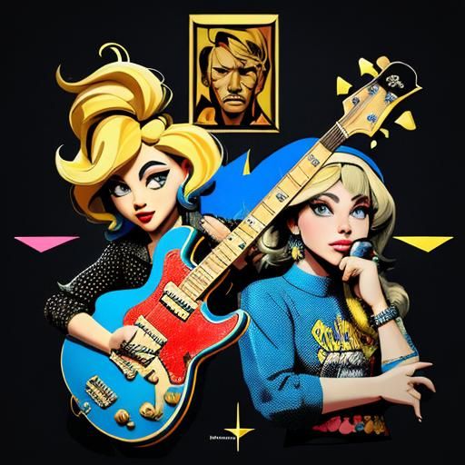 Musicians at Hard Rock Café in Pop Art Style